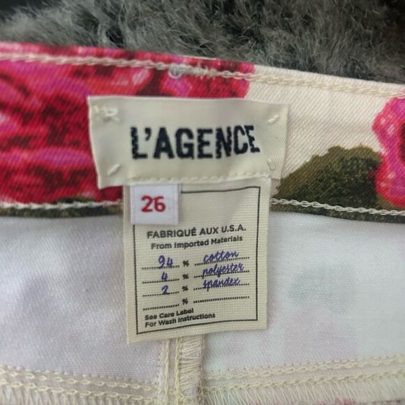 L'AGENCE High Rise Floral PrintNWT Size 26 Stretch Denim Ankle Cropped Skinny - Picture 5 of 5